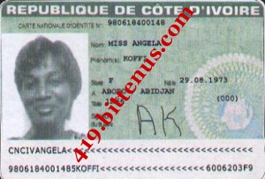 Sister Nurse Angela Koffi Identity Card